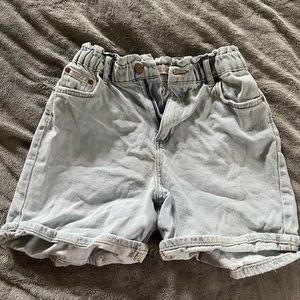 Zara girls size 11-12 bleached denim elastic waist shorts